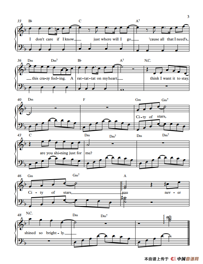 City of Stars（Lala Land）（钢琴弹唱谱）