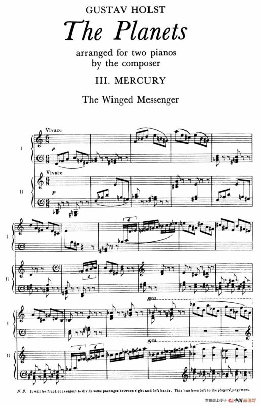 The Planets Op.32（双钢琴）（行星·第三乐章 水星—飞行使者）