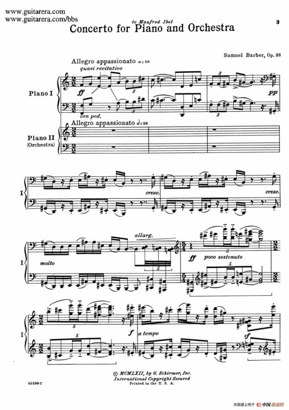 Piano Concerto Op.38（钢琴协奏曲·双钢琴·第一乐章）