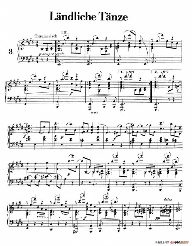 Landliche Tanzee Op.1（乡村舞曲·3. E大调）