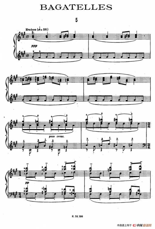 Ten Bagatelles Op.5（10首小品·5. 升f小调）