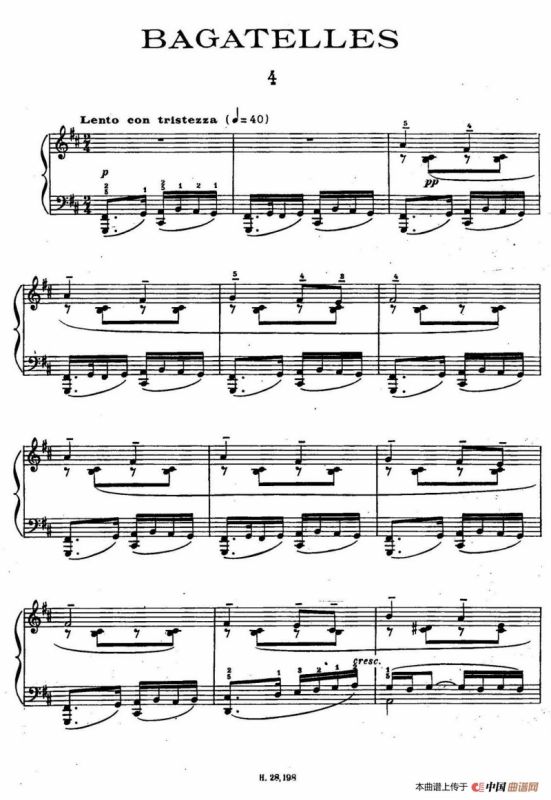 Ten Bagatelles Op.5（10首小品·4. b小调）
