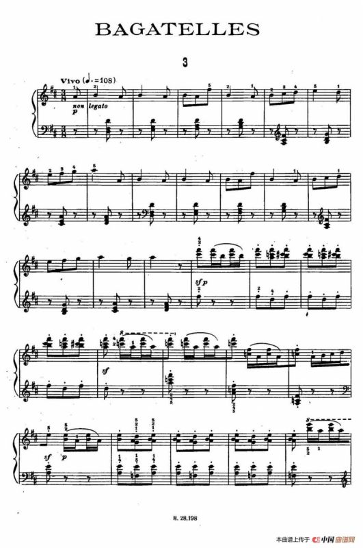 Ten Bagatelles Op.5（10首小品·3. D大调）