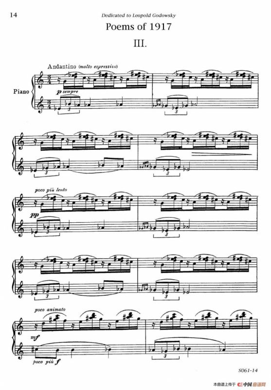 Poems of 1917 Op.41（1917之诗 3. 佛兰德斯东部）