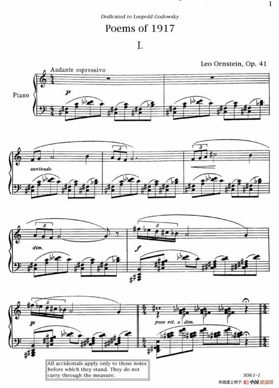 Poems of 1917 Op.41（1917之诗 1. 荒岛）