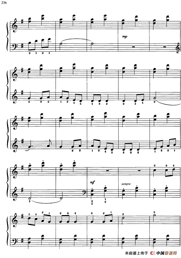 110首中国民歌钢琴小曲集：傍晚的牧场