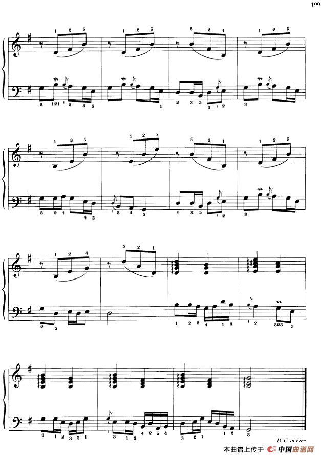 110首中国民歌钢琴小曲集：拔根芦柴花