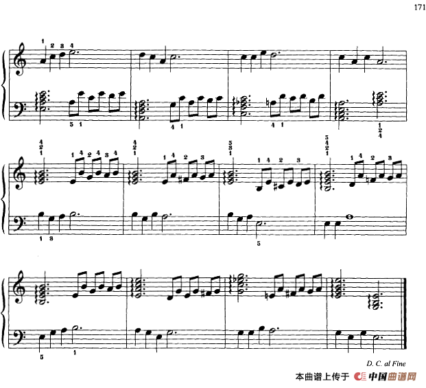 110首中国民歌钢琴小曲集：落水天