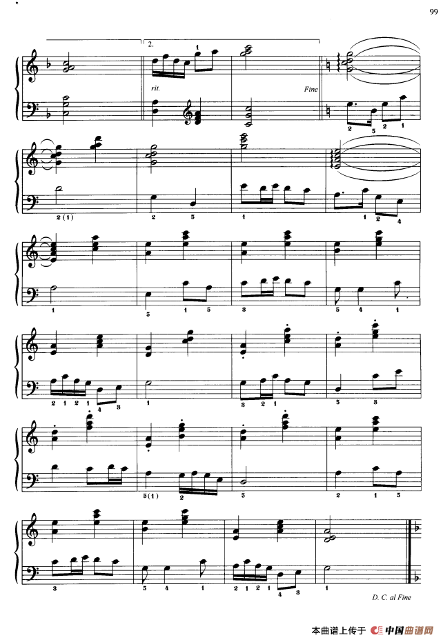 110首中国民歌钢琴小曲集：思想起