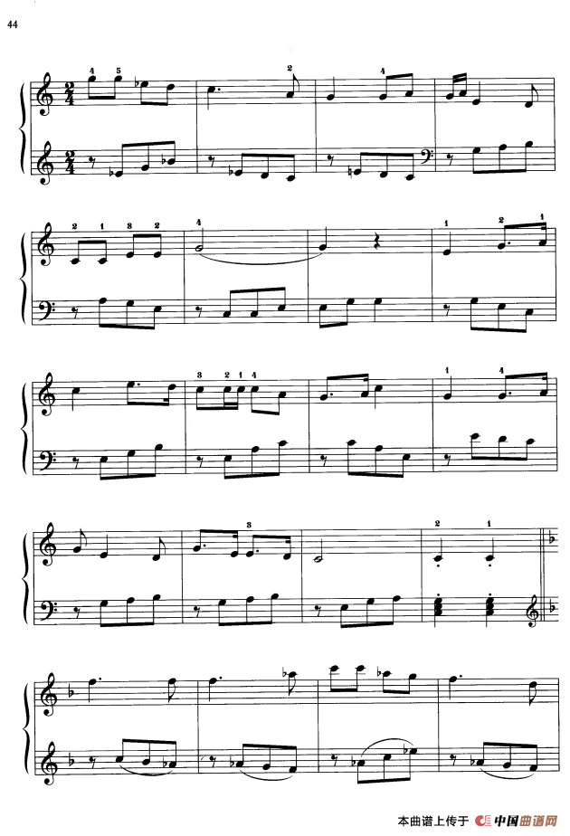 110首中国民歌钢琴小曲集：劳动舞曲