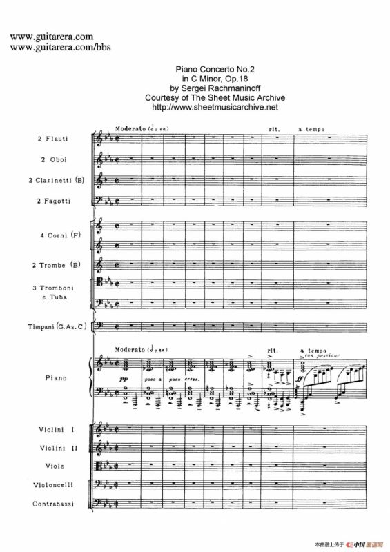 c小调第二钢琴协奏曲 Op.18（第一乐章总谱·P1——9）