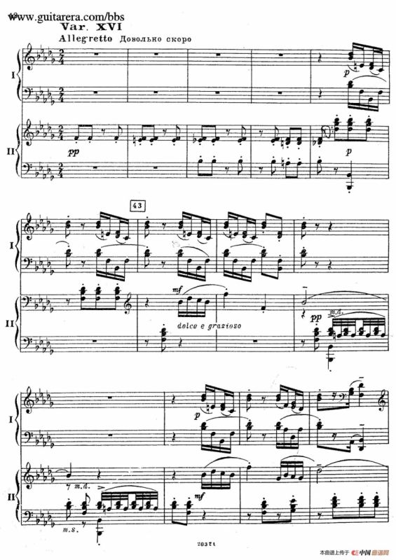 Rhapsody On A Theme Of Paganini Op.43（帕格尼尼主题狂想曲·双钢琴）（P41——60）