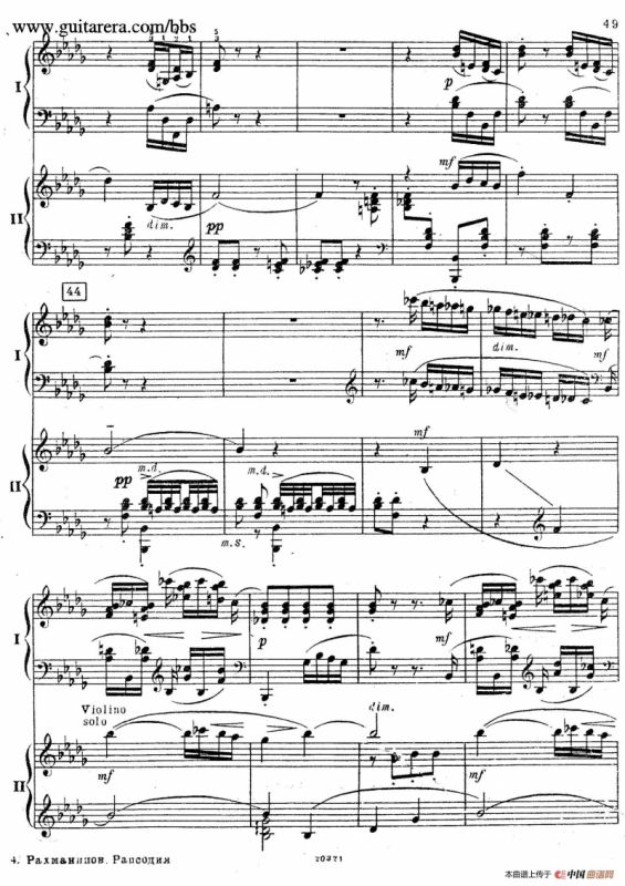 Rhapsody On A Theme Of Paganini Op.43（帕格尼尼主题狂想曲·双钢琴）（P41——60）