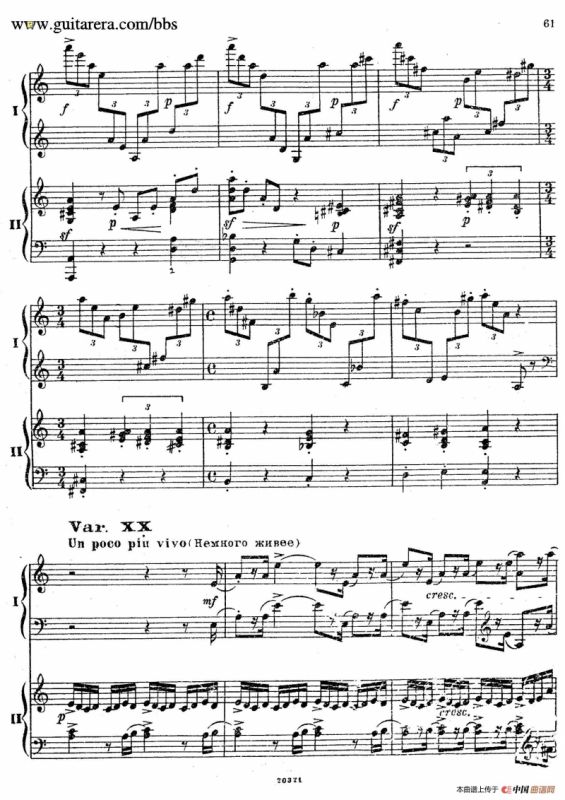 Rhapsody On A Theme Of Paganini Op.43（帕格尼尼主题狂想曲·双钢琴）（P41——60）