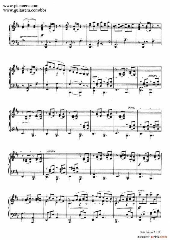 Six Pieces on Spanish Folksongs H.125（6首西班牙民谣小品·7. 踏步舞曲 Zapateado）