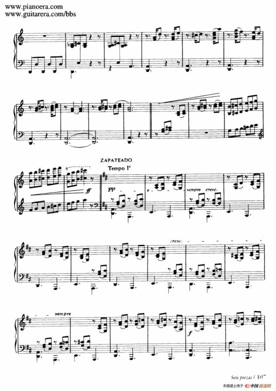 Six Pieces on Spanish Folksongs H.125（6首西班牙民谣小品·7. 踏步舞曲 Zapateado）