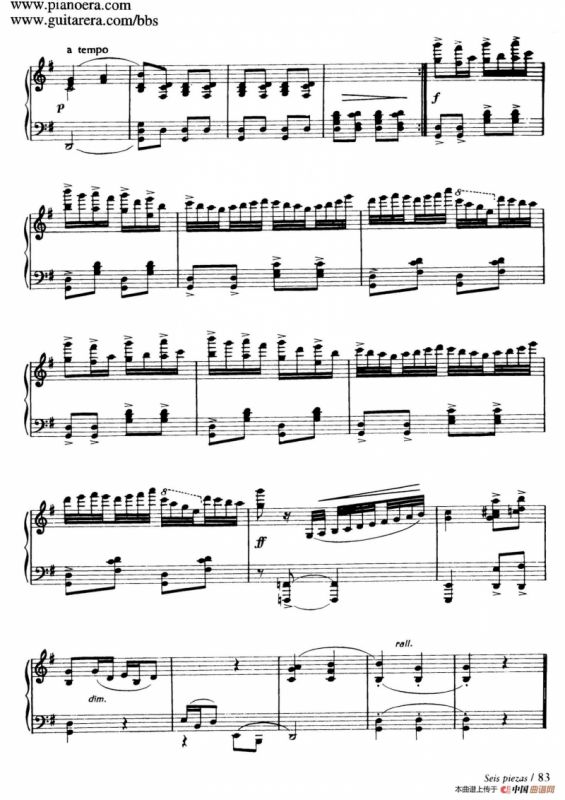 Six Pieces on Spanish Folksongs H.125（6首西班牙民谣小品·4. 巴斯克舞曲 Vascongada）