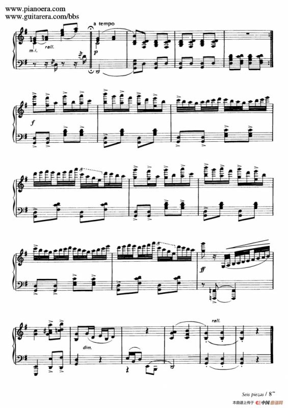 Six Pieces on Spanish Folksongs H.125（6首西班牙民谣小品·4. 巴斯克舞曲 Vascongada）