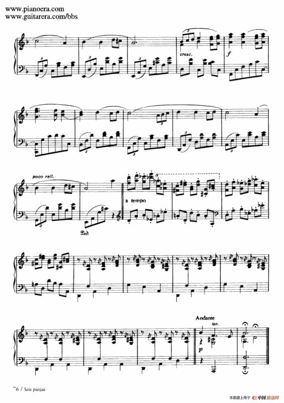 Six Pieces on Spanish Folksongs H.125（6首西班牙民谣小品·2. 怀念 Anoranza）