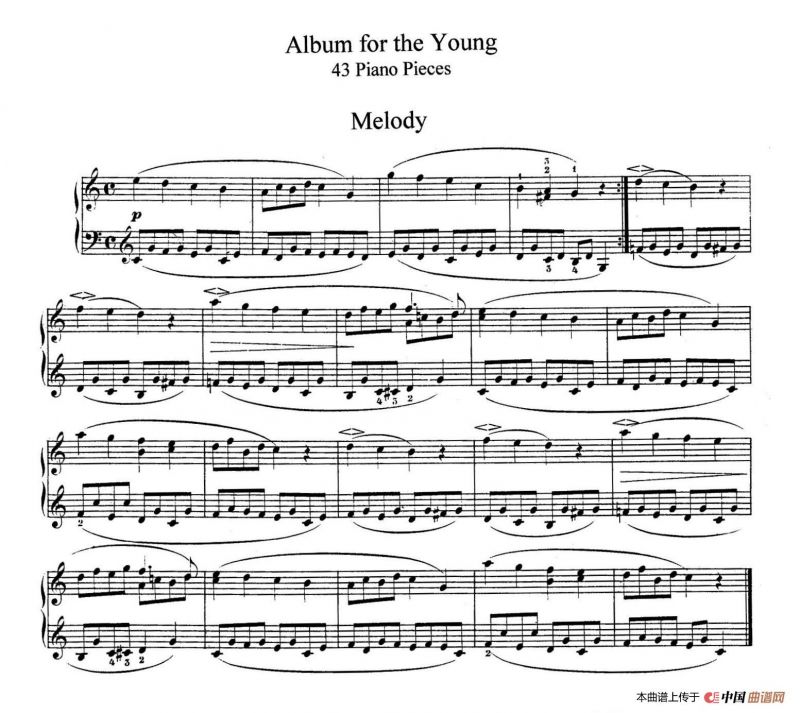 Album für die Jugend Op.68（儿童钢琴曲集·1. 旋律 Melodie ）