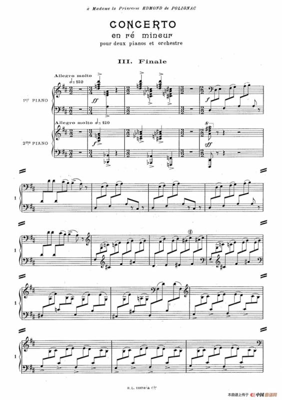 Concerto for 2 Pianos in d Minor（d小调双钢琴协奏曲· 第三乐章）