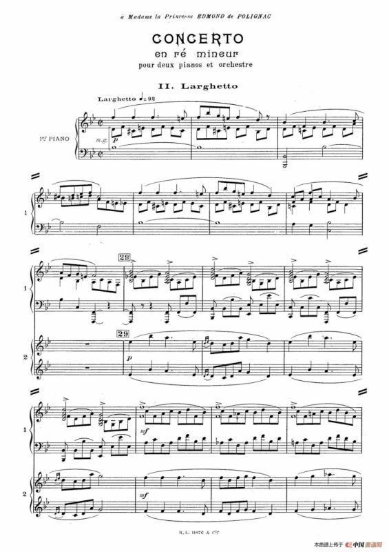 Concerto for 2 Pianos in d Minor（d小调双钢琴协奏曲· 第二乐章）