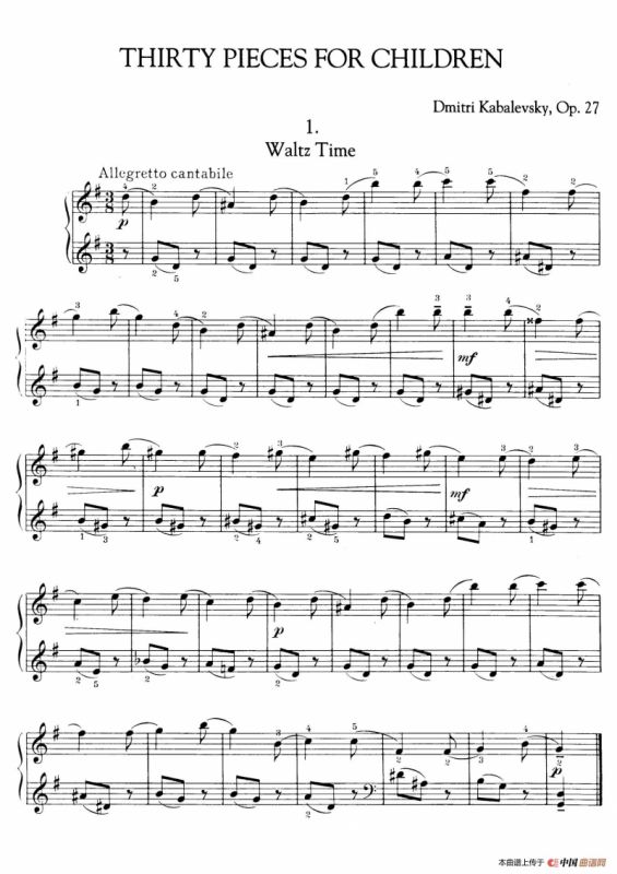 Thirty Pieces For Children Op.27（30首儿童钢琴曲 1—5）