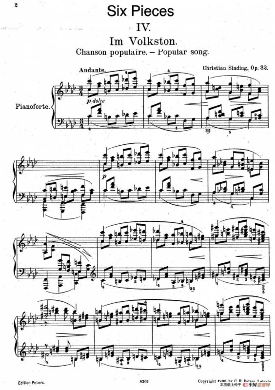 Six Pieces Op.32（6首小品·4. 挪威民歌）