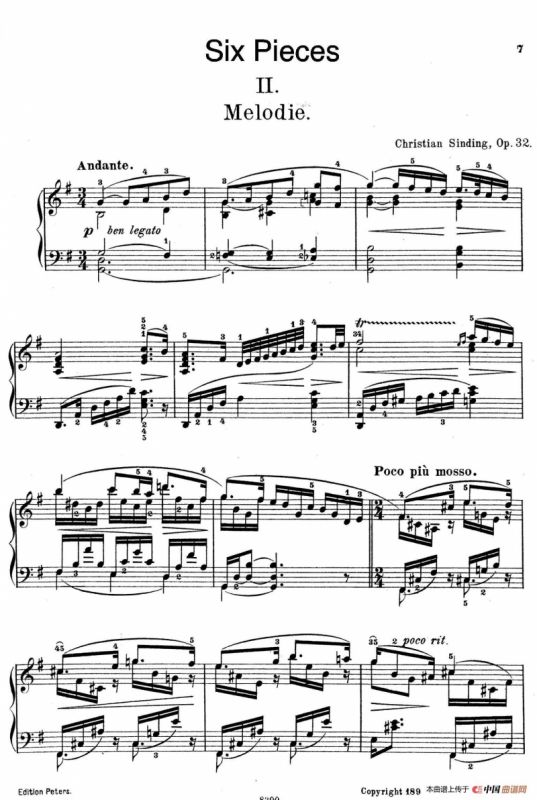 Six Pieces Op.32（6首小品·2. 旋律）