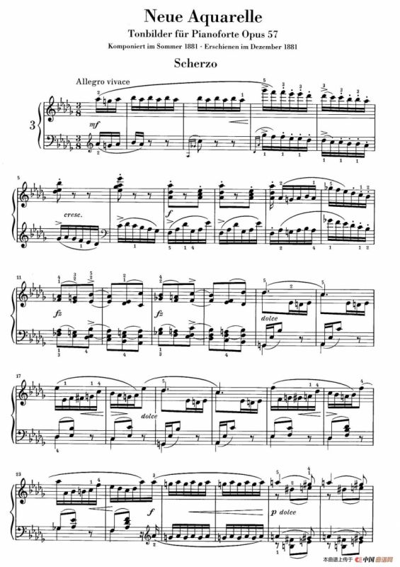 Neue Aquarelle Op.57（新水彩画·3. 谐谑曲）