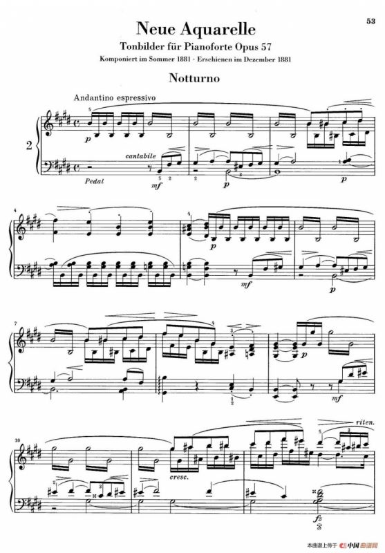 Neue Aquarelle Op.57（新水彩画·2. 夜曲）