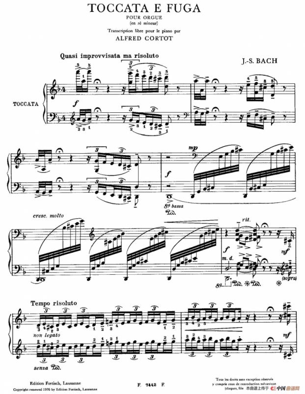 d小调托卡塔与赋格（BWV 565·柯尔托改编钢琴独奏版）