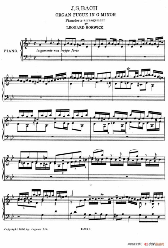 Fugue in g Minor BWV 578（g小调赋格·Borwick改编钢琴独奏版）