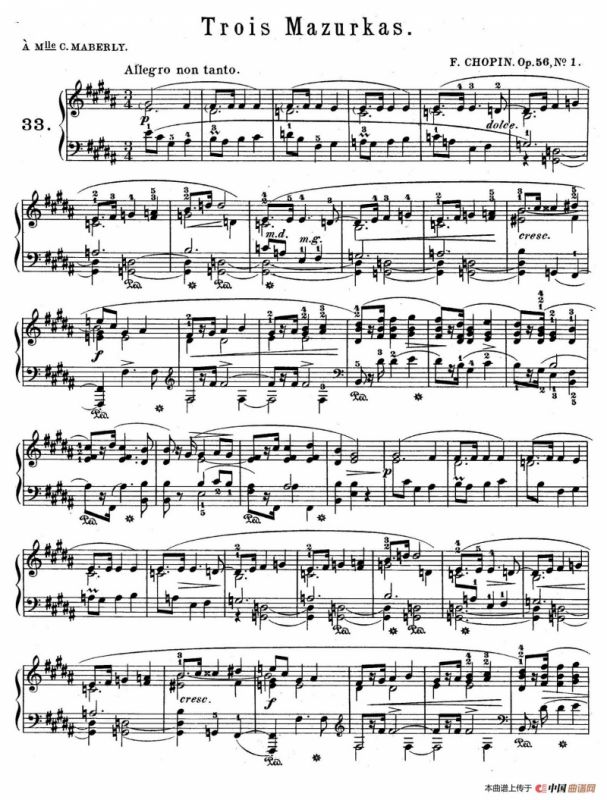 Trois Mazurkas Op.56（3首玛祖卡舞曲·1）