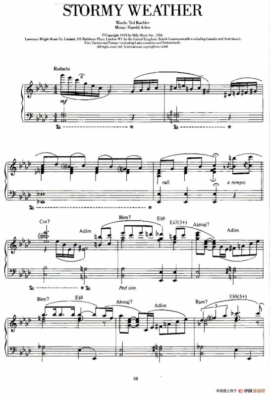 100首欧美流行歌曲钢琴独奏：STORMY WEATHER