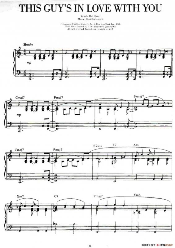 100首欧美流行歌曲钢琴独奏：THIS GUYS IN LOVE WITH YOU