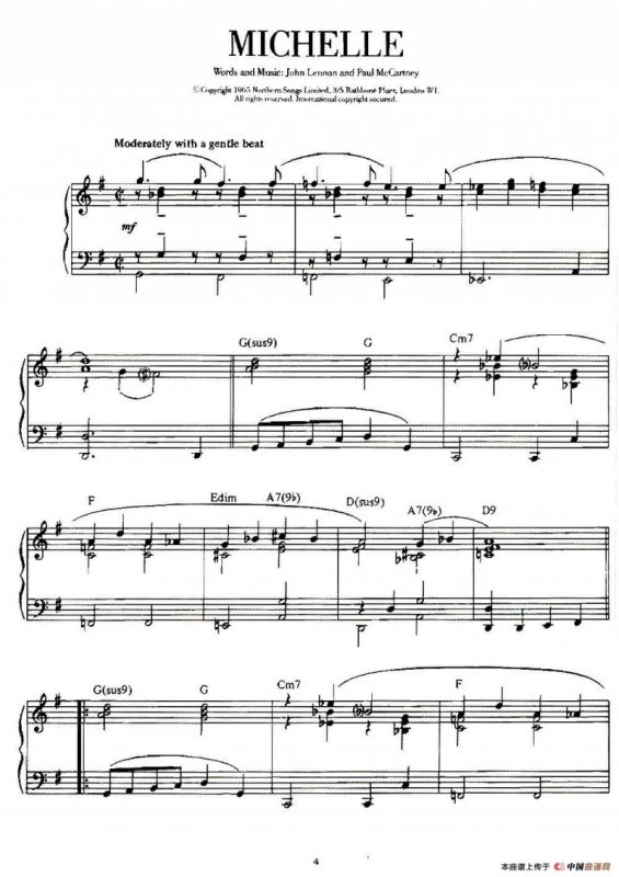 100首欧美流行歌曲钢琴独奏：MICHELLE