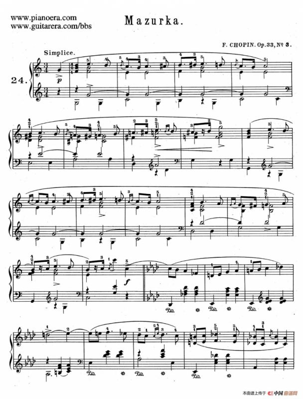 Quatre Mazurkas Op.33（4首玛祖卡舞曲·3）