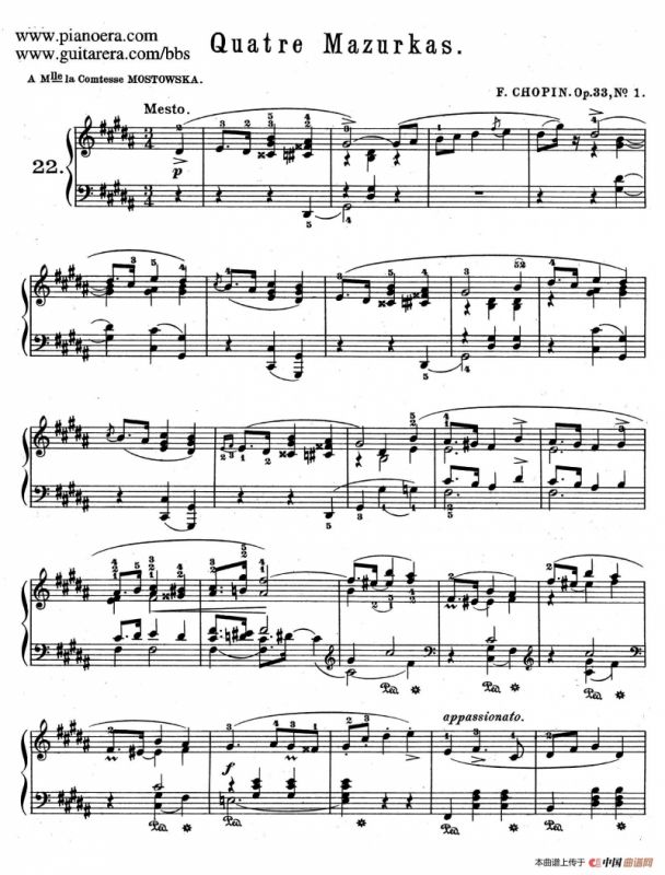 Quatre Mazurkas Op.33（4首玛祖卡舞曲·1）
