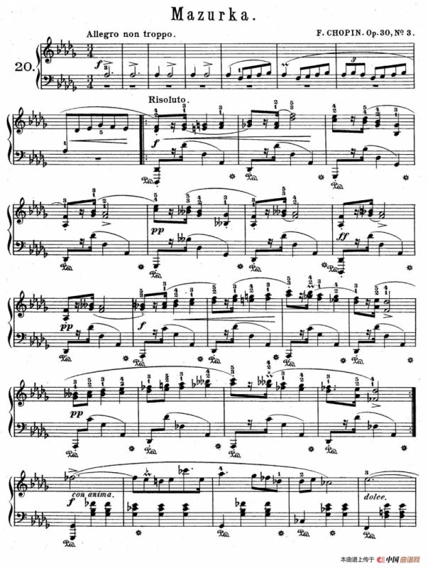 Quatre Mazurkas Op.30（4首玛祖卡舞曲·3）