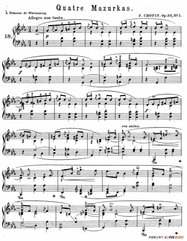 Quatre Mazurkas Op.30（4首玛祖卡舞曲·1）