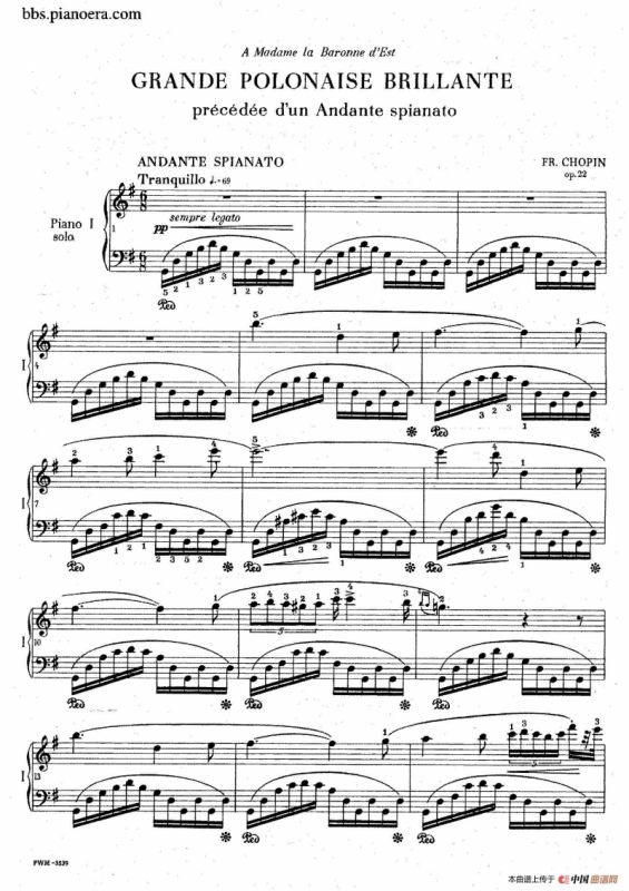 Grande Polonaise Brilliante Preceded by an Andante Spianato Op.22（平静的行板与华丽的波兰舞曲·双钢琴版）