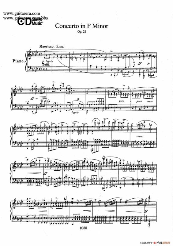 Piano Concerto No.2 in f Minor Op.21（f小调第二钢琴协奏曲·钢琴独奏版）
