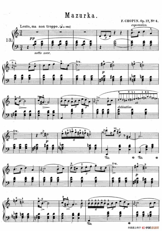 Quatre Mazurkas Op.17（4首玛祖卡舞曲·4）