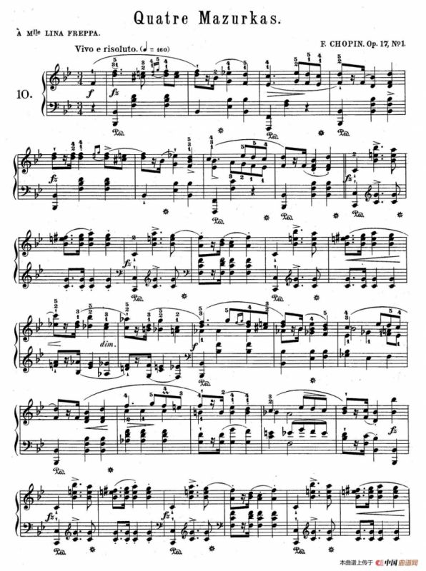 Quatre Mazurkas Op.17（4首玛祖卡舞曲·1）