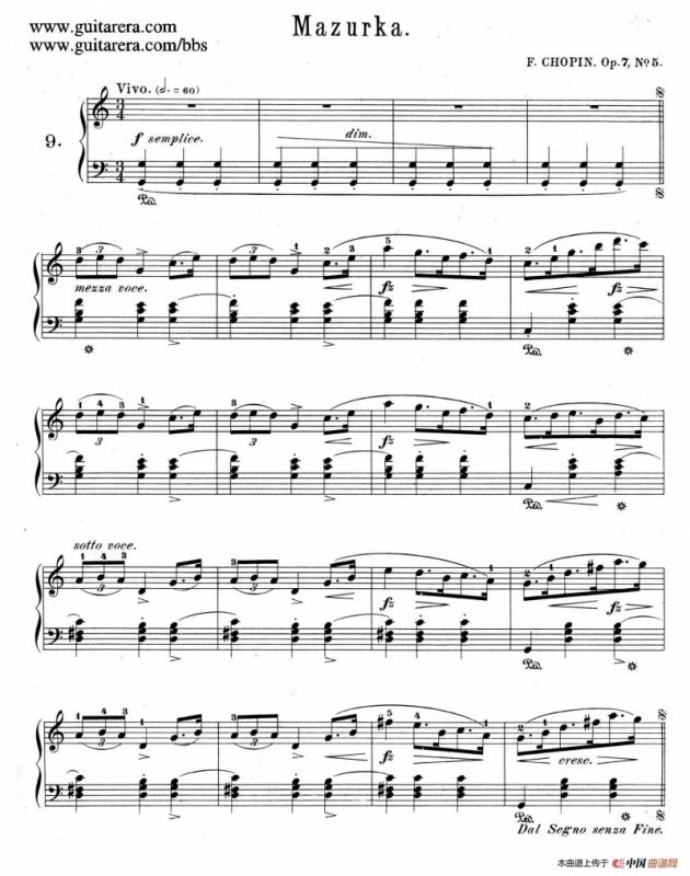 Mazurkas Op.7（5首玛祖卡舞曲·5）