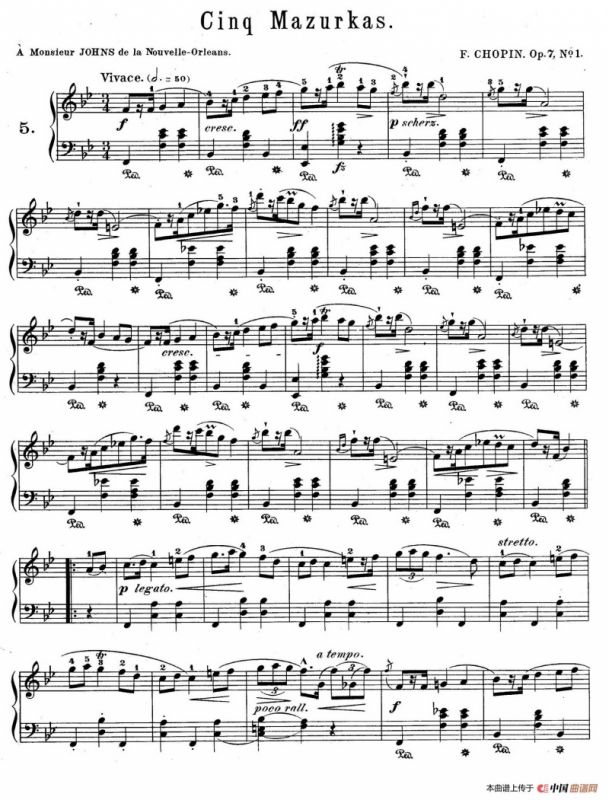 5 Mazurkas Op.7（5首玛祖卡舞曲·1）