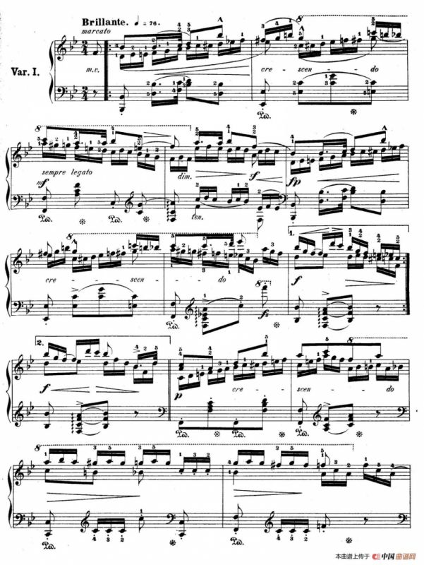 降B大调莫扎特主题变奏曲 Op.2（为钢琴与乐队而作）