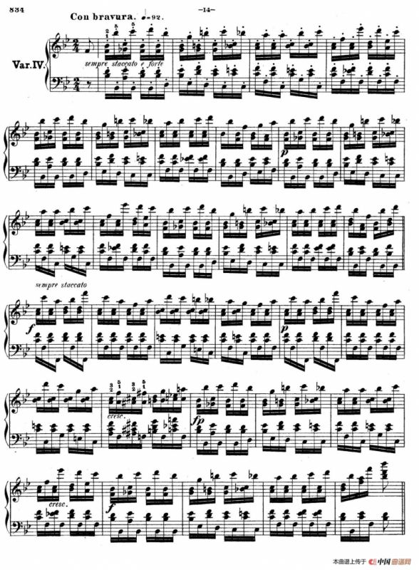 降B大调莫扎特主题变奏曲 Op.2（为钢琴与乐队而作）