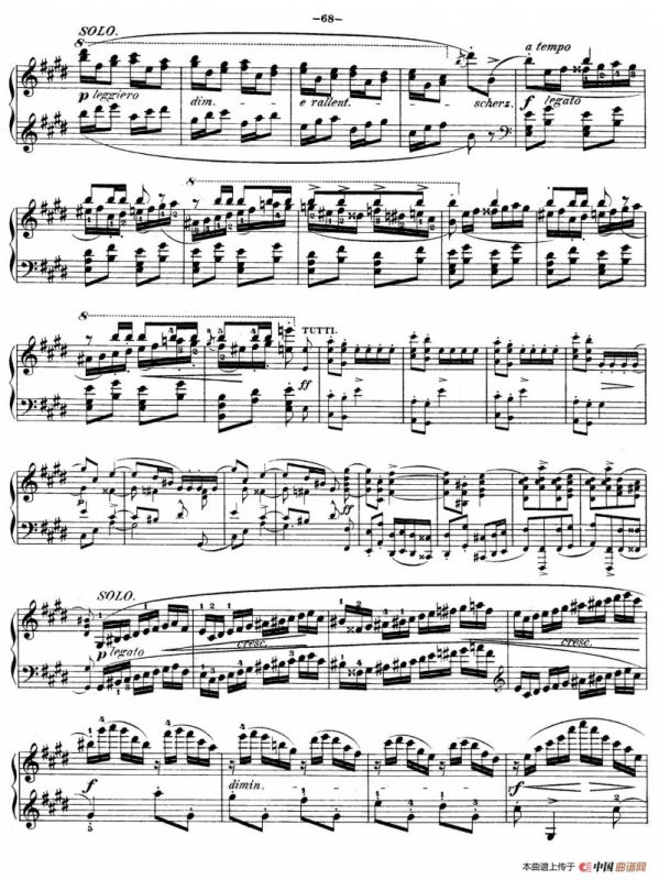 e小调第一钢琴协奏曲 Op.11（（钢琴独奏版·第三乐章）